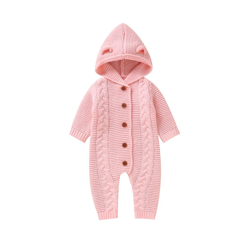 Hooded Baby Infant Winter Knitted Jumpsuit - Just Kidding Store