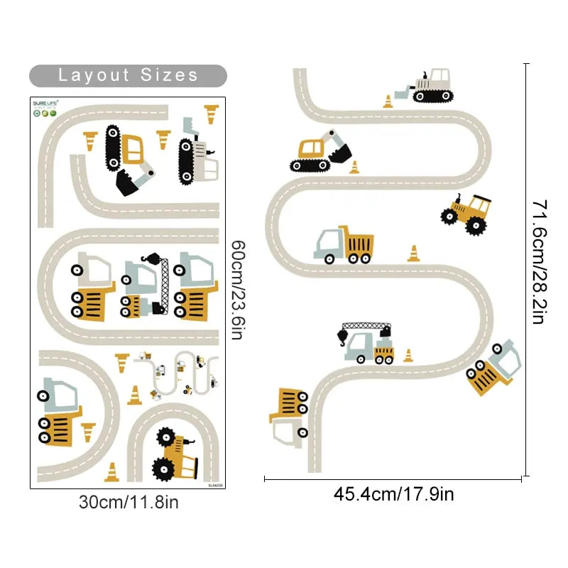 Hand Drawn Construction Site Wall Decals - Just Kidding Store