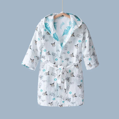 Hooded Cotton Muslin Bath Robe - Just Kidding Store