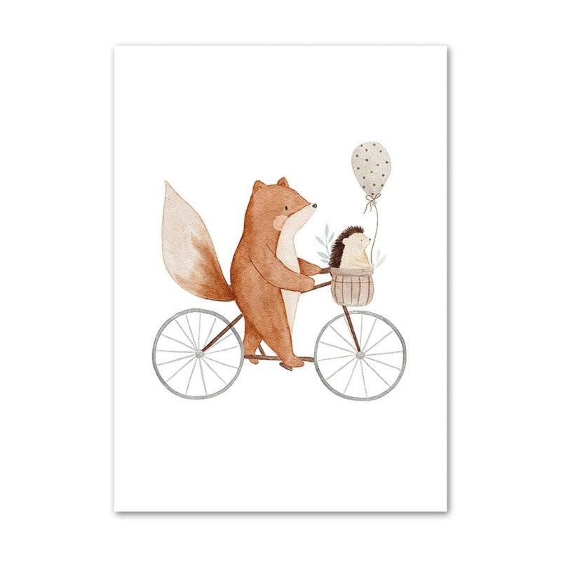 Boho Fox Rabbit Bee Bear Hedgehog Flower Canvas Posters - Just Kidding Store