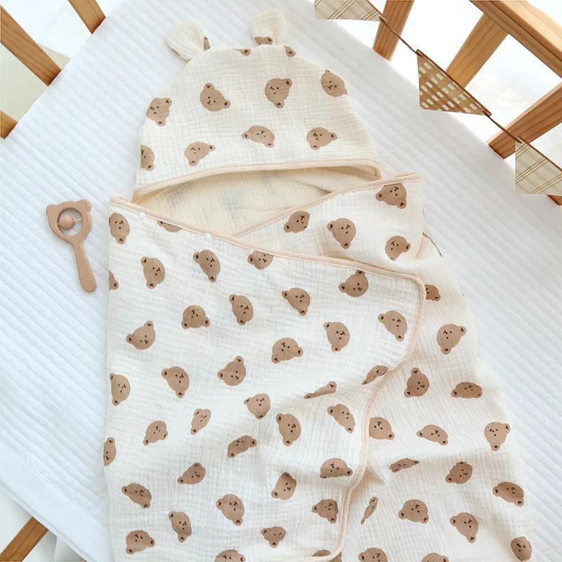 4 Layers Muslin Hooded Towel - Bath Poncho - Just Kidding Store