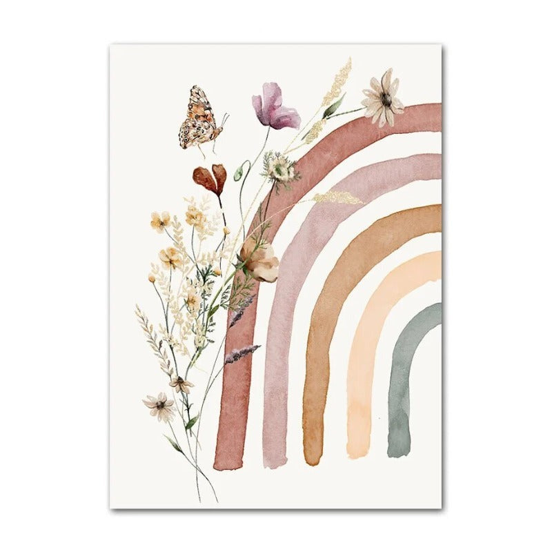 Wildflowers Boho Rainbow Personalised Canvas Posters - Just Kidding Store