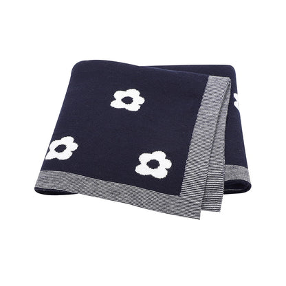 White Flower Cotton Knitted Baby Nursery Blanket - Just Kidding Store