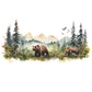 Grizzly Wildlife Forest Landscape Wall Decal - Just Kidding Store