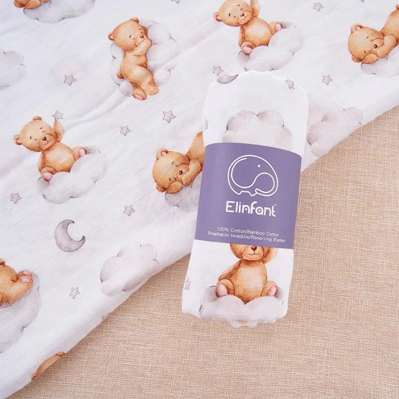 2 Layers Bamboo Cotton Muslin Swaddle Blankets - Just Kidding Store