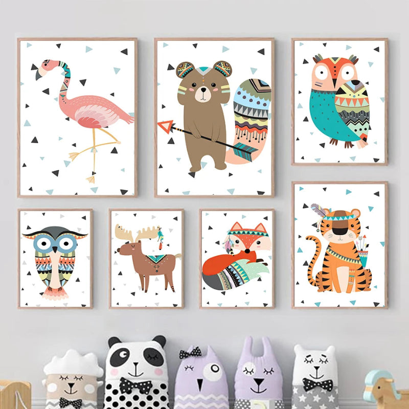 Tribal Animals Canvas Posters - Just Kidding Store