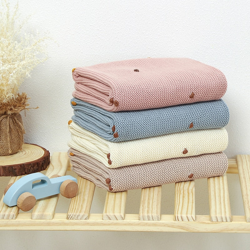 Colorful Dots Cotton Knitted Blanket - Just Kidding Store