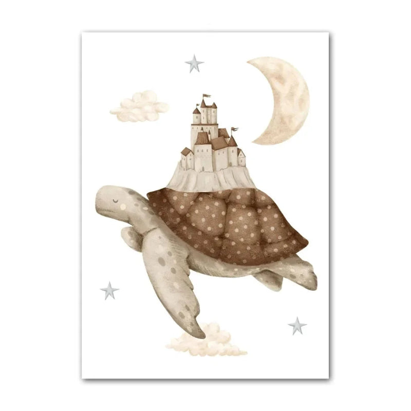 Watercolour Celestial Whales Nursery Canvas Prints - Just Kidding Store