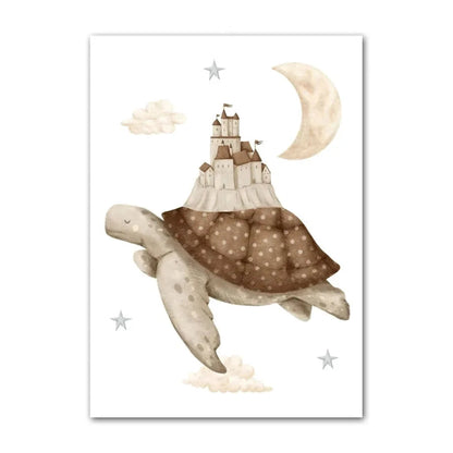 Watercolour Celestial Whales Nursery Canvas Prints - Just Kidding Store