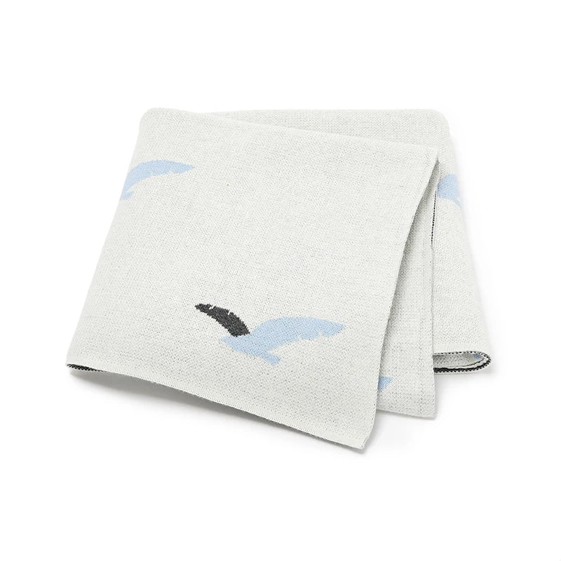 Seagulls Cotton Knitted Baby Nursery Blanket - Just Kidding Store