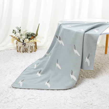 Seagulls Cotton Knitted Baby Nursery Blanket - Just Kidding Store