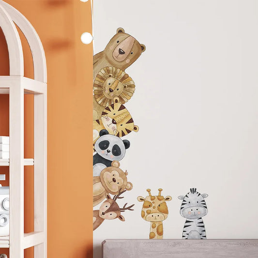Peeking Cartoon Animals Wall Decals - Just Kidding Store