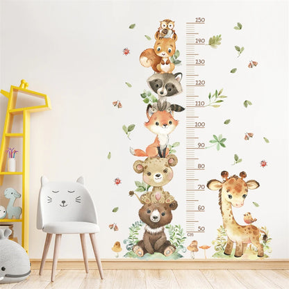 Cartoon Animals Height Measure Decal - Growth Chart Sticker - Just Kidding Store