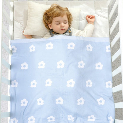 White Flower Cotton Knitted Baby Nursery Blanket - Just Kidding Store