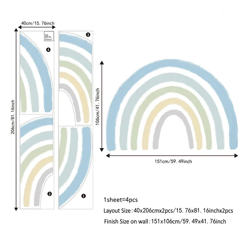 Pastel Watercolor Rainbow Fabric Wall Decal - Just Kidding Store