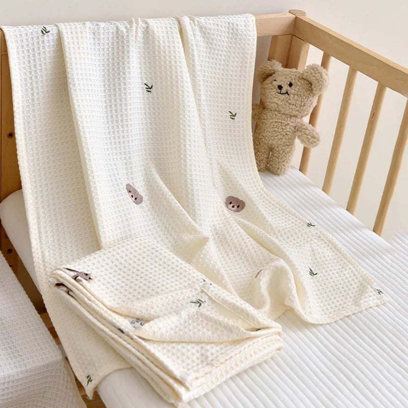 Organic Cotton Waffle Baby Toddler Swaddle Blanket - Just Kidding Store