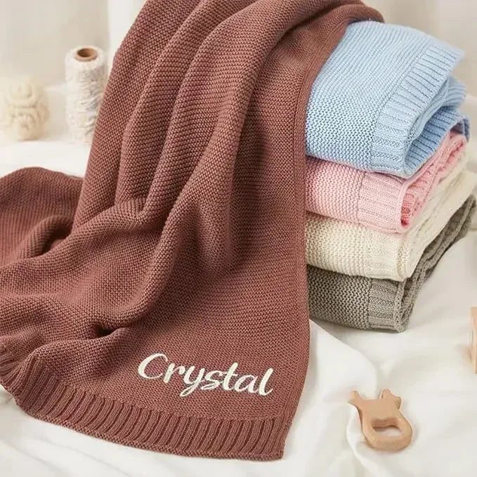 Personalized Name Cotton Knitted Blanket - Just Kidding Store