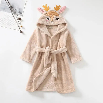Deer Coral Velvet Children Hooded Robe - Just Kidding Store
