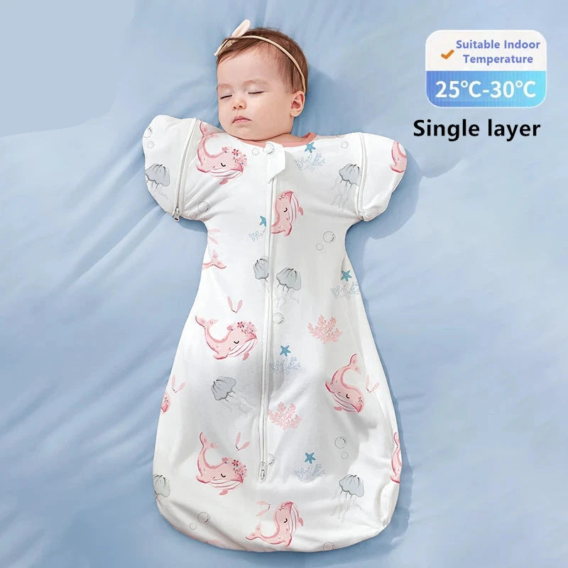 Pink Whale Baby Sleeping Bag - Swaddle Sleep Sack - Just Kidding Store