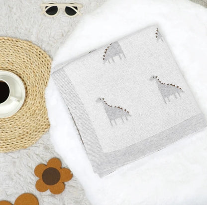 Baby Dino Cotton Knitted Nursery Blanket - Just Kidding Store