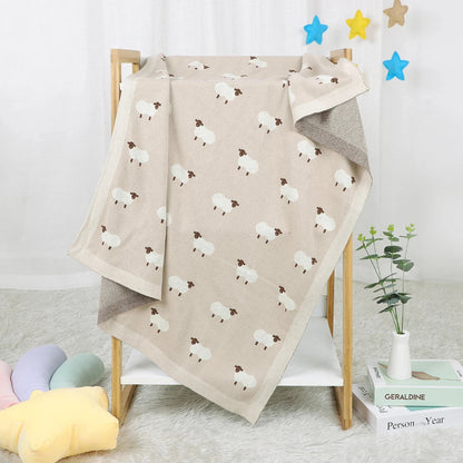 White Sheep Cotton Knitted Blanket - Just Kidding Store
