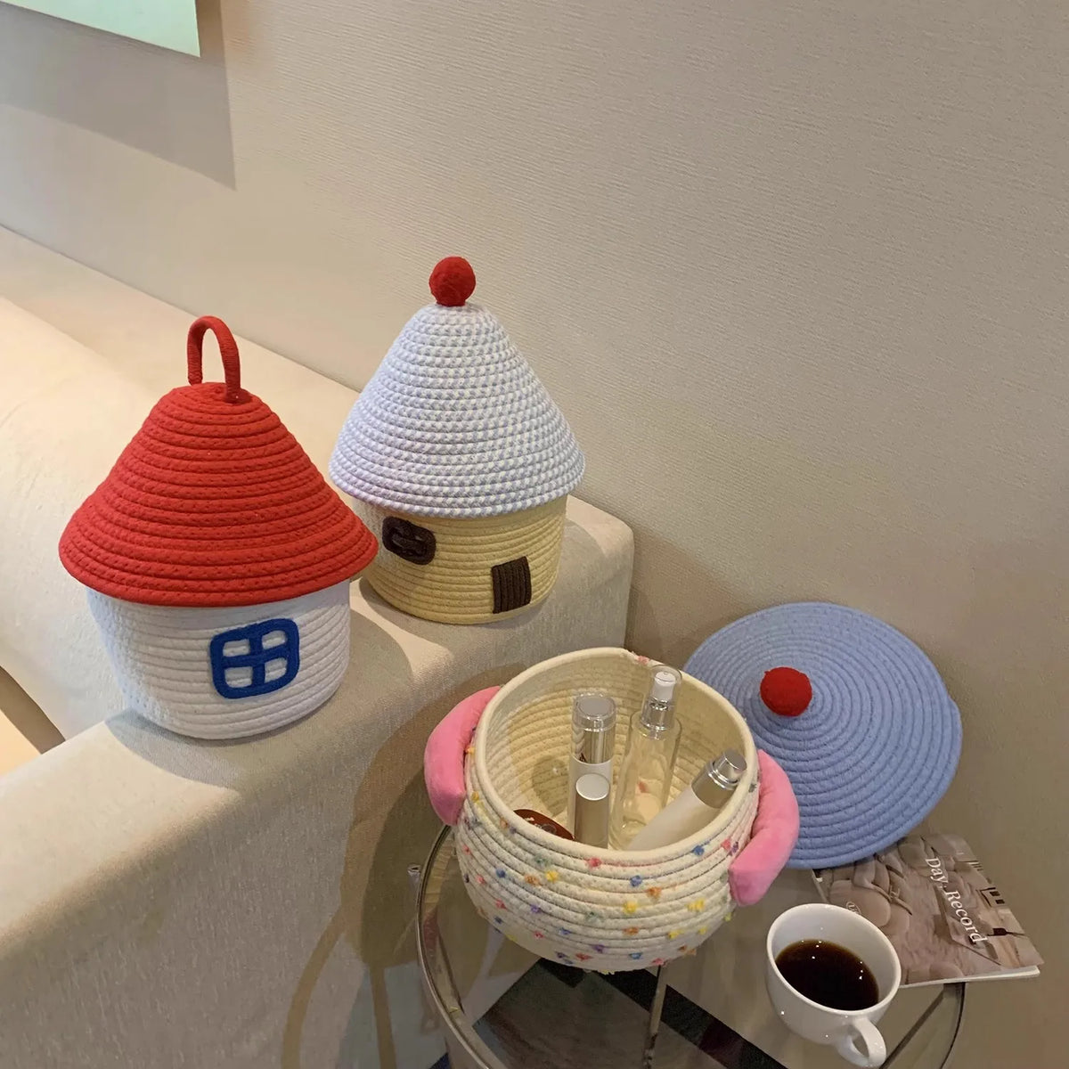 Crochet Cottage Cotton Rope Storage Baskets - Just Kidding Store
