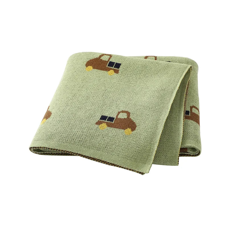 Brown Truck Cotton Knitted Baby Children Blanket - Just Kidding Store
