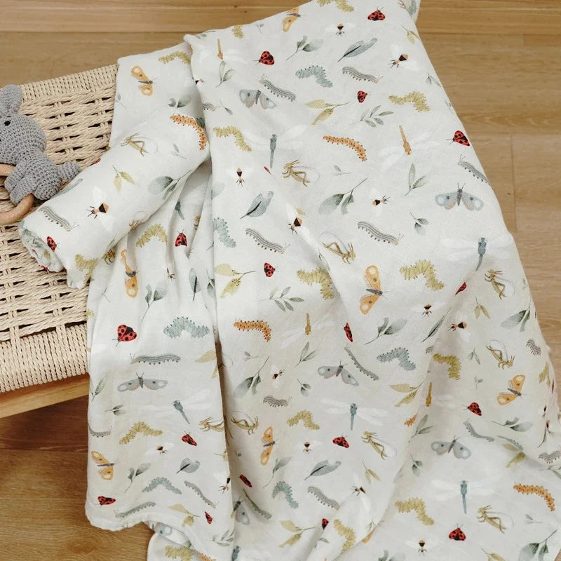 2 Layers Bamboo Cotton Muslin Swaddle Blankets - Just Kidding Store