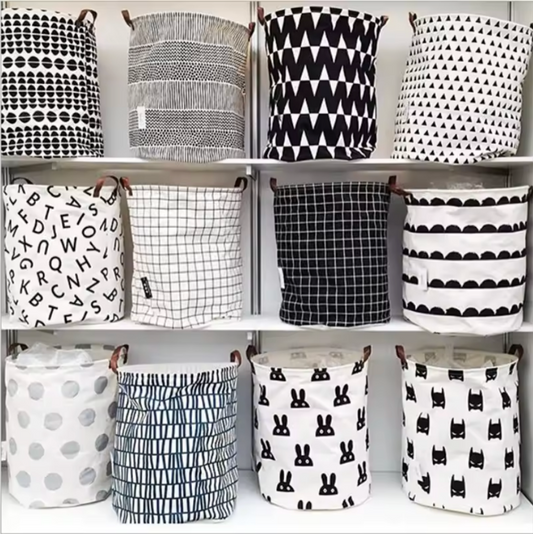 Monochrome Large Toy Storage Hamper Bag Laundry - Just Kidding Store