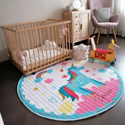 Activity Play Mat Baby Kids Toy Storage Bag Blue Unicorn - Just Kidding Store