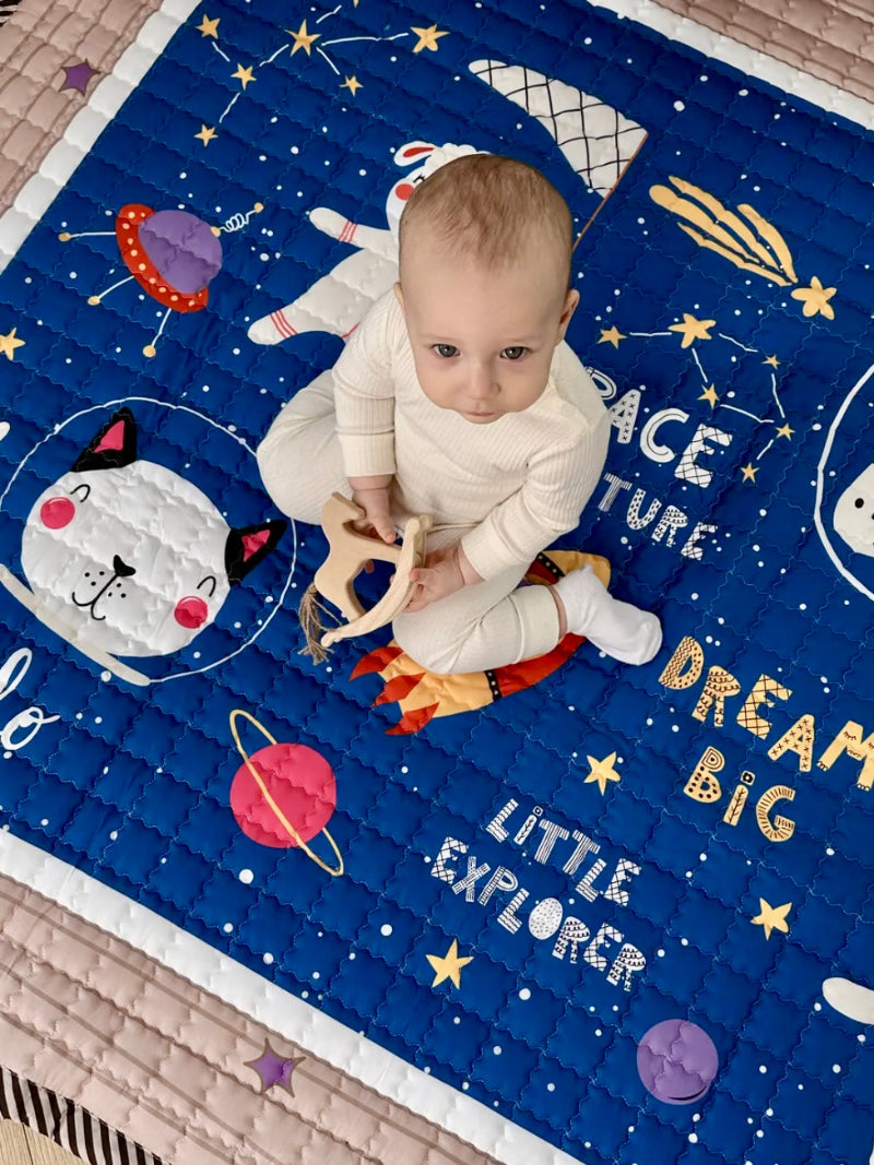 Space Adventure Play Mat - Quilted Anti Skid Carpet - Just Kidding Store