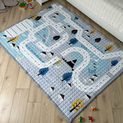 Oversized Play Mat - Quilted Anti Skid Carpet - Nordic Forest