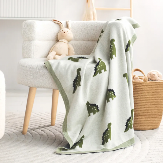 Little Dinosaur Baby Kids Cotton Knitted Blanket - Just Kidding Store