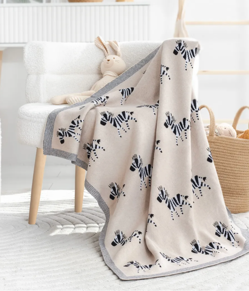 Little Zebra Baby Children Cotton Knitted Blanket - Just Kidding Store