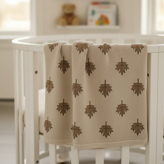 Maple Leaf Cotton Baby Kids Knitted Blanket - Just Kidding Store