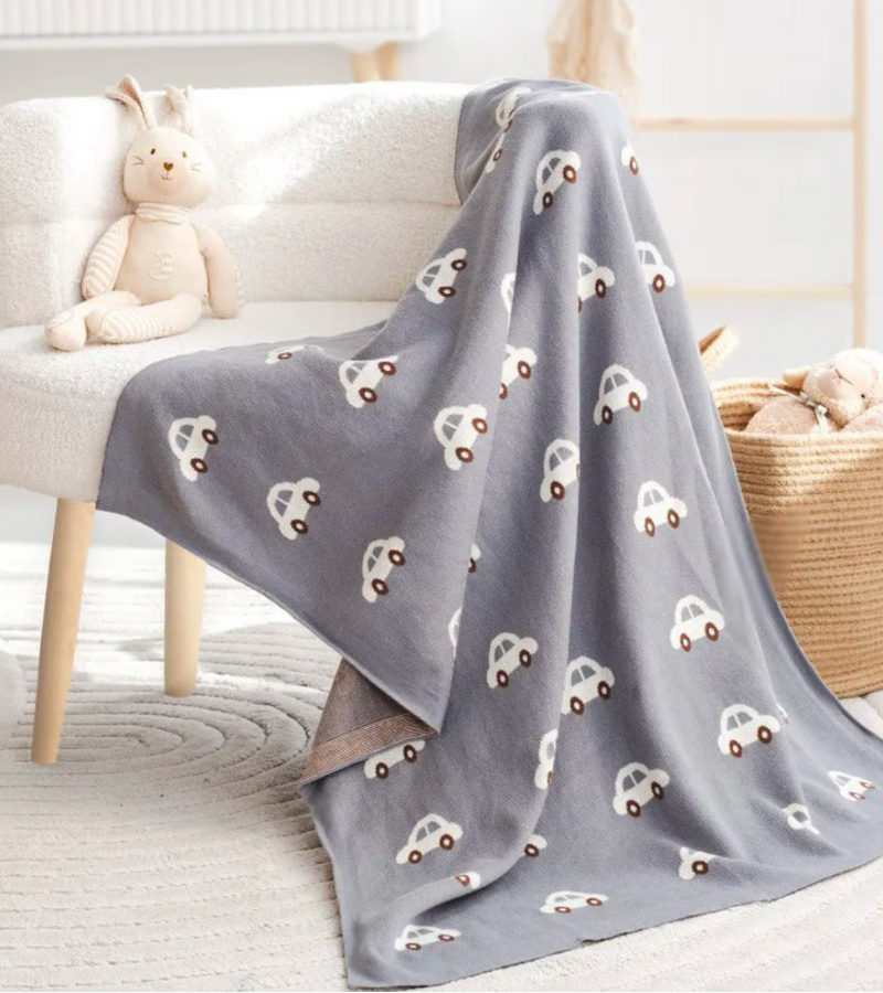 Mini Car Cotton Knit Blanket - Just Kidding Store