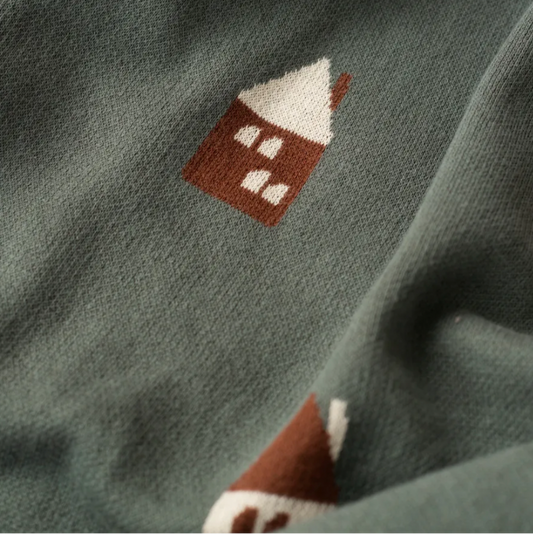 Brown House Cotton Baby Kids Knitted Blanket - Just Kidding Store