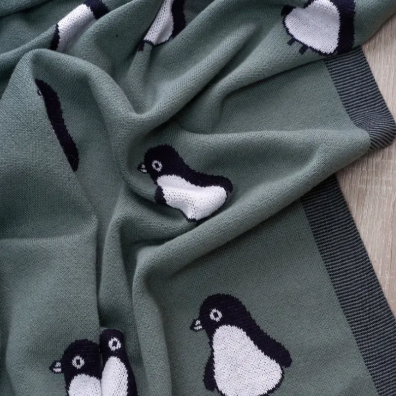 Baby Penguin Cotton Knitted Blanket