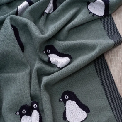 Baby Penguin Cotton Knitted Blanket