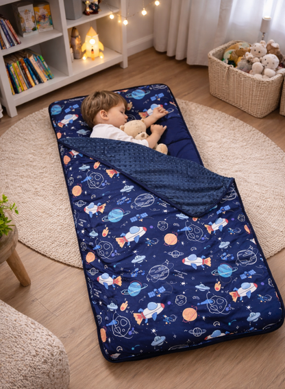 Outer Space Nap Mat - Sleeping Envelope With Pillow - Just Kidding Store