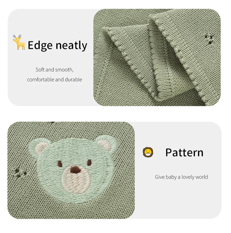 Teddy Dreams Cotton Knit Blanket - Just Kidding Store