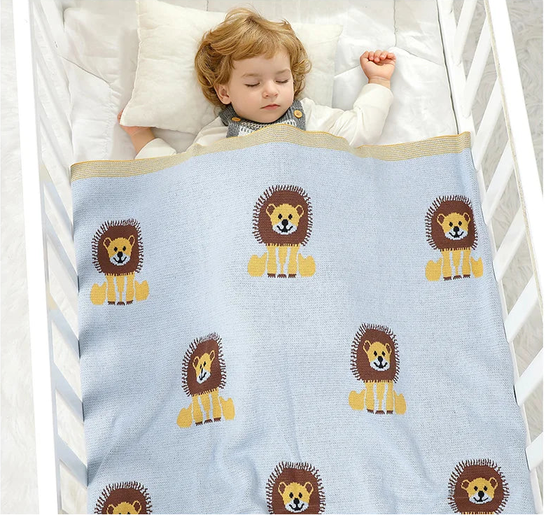 Baby Lion Cotton Knitted Blanket - Just Kidding Store