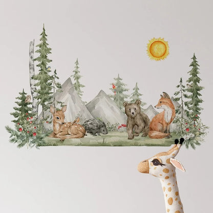 Watercolor Forest Animals Wall Decal - Just Kidding Store