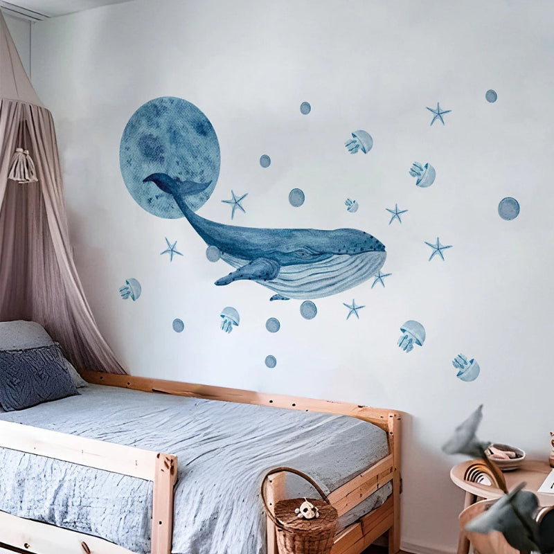 Large Watercolor Whale Wall Decal - Just Kidding Store