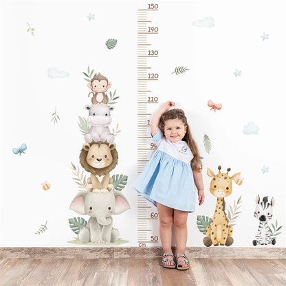 Safari Animals Height Measure Decal - Growth Chart Sticker - Just Kidding Store