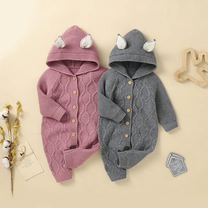 Hooded Cable Knitted Infant Jumpsuit - Just Kidding Store