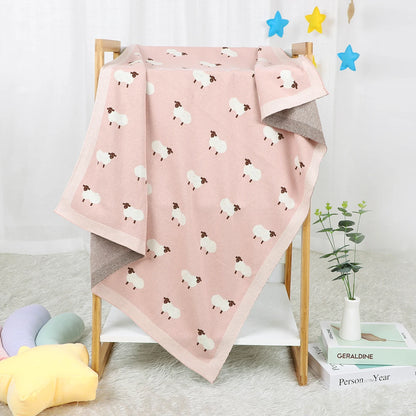White Sheep Cotton Knitted Blanket - Just Kidding Store