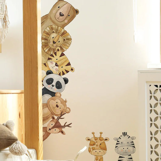 Peeking Cartoon Animals Wall Decals - Just Kidding Store