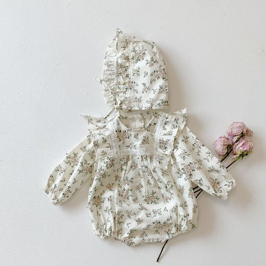 Vintage Floral Lace Ruffle Romper Set - Just Kidding Store