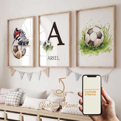 3pcs Personalized Custom Name Football Canvas Poster - Just Kidding Store